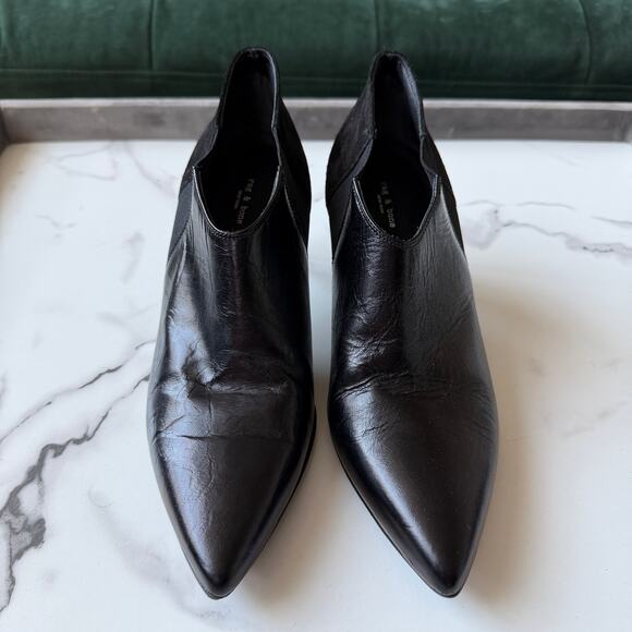 Rag & Bone Beha Black Leather Suede Chelsea Booties Size 37.5 - Picture 4 of 10